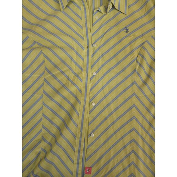 Duck Head womens Button Up Long Sleeve Shirt Size 2XL Yellow Striped Duck Logo - Picture 4 of 4